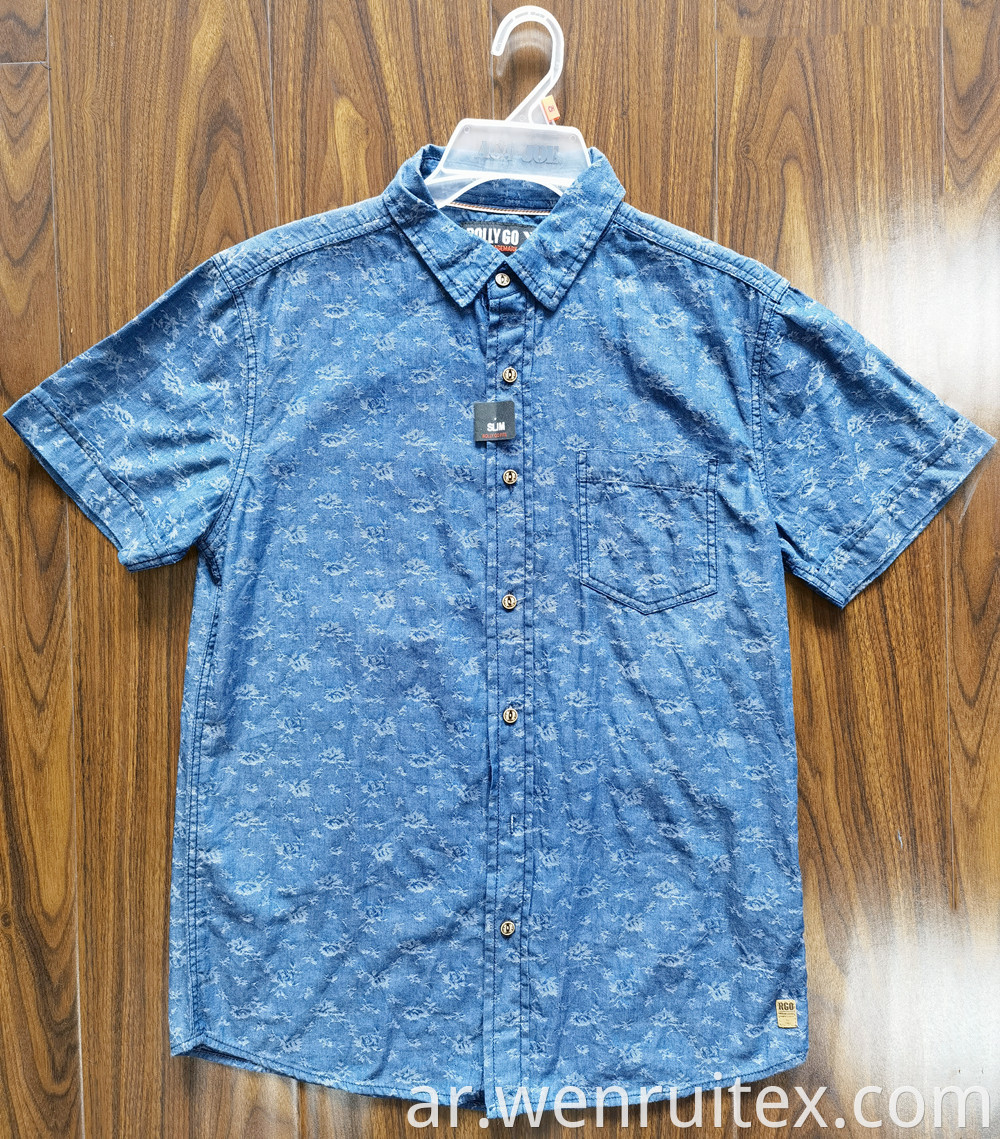100 Cotton Men S Short Sleeve Shirting Dyed Printed Shirts